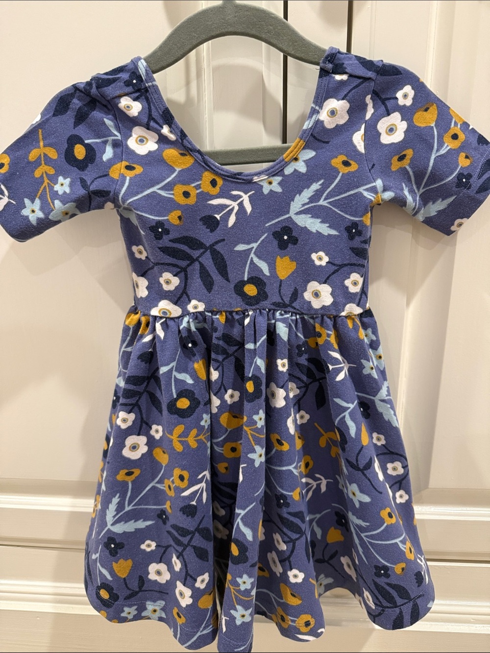 Girls' Navy Floral Fit-and-Flare Dress